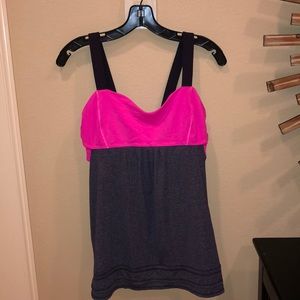 Lululemon pink and heather blue workout top